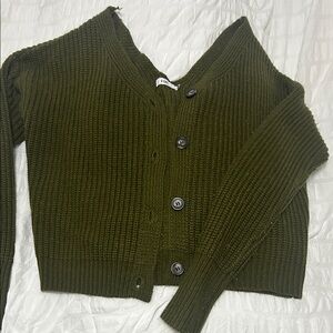 Olive Green Women's Cardigan Sweater